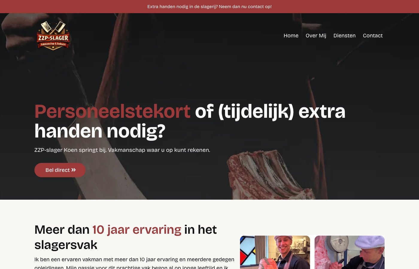 Het werk voor De ZZP Slager